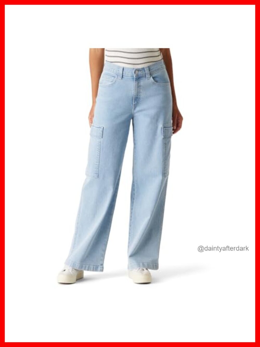 Stretch Denim Easy Cargo Pants Wide Leg 90s Style